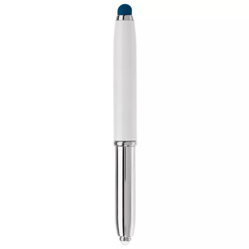 Długopis Stylus Shine z touch penem i z latarką - biało / ciemnoniebieski (LT87794-N0110)