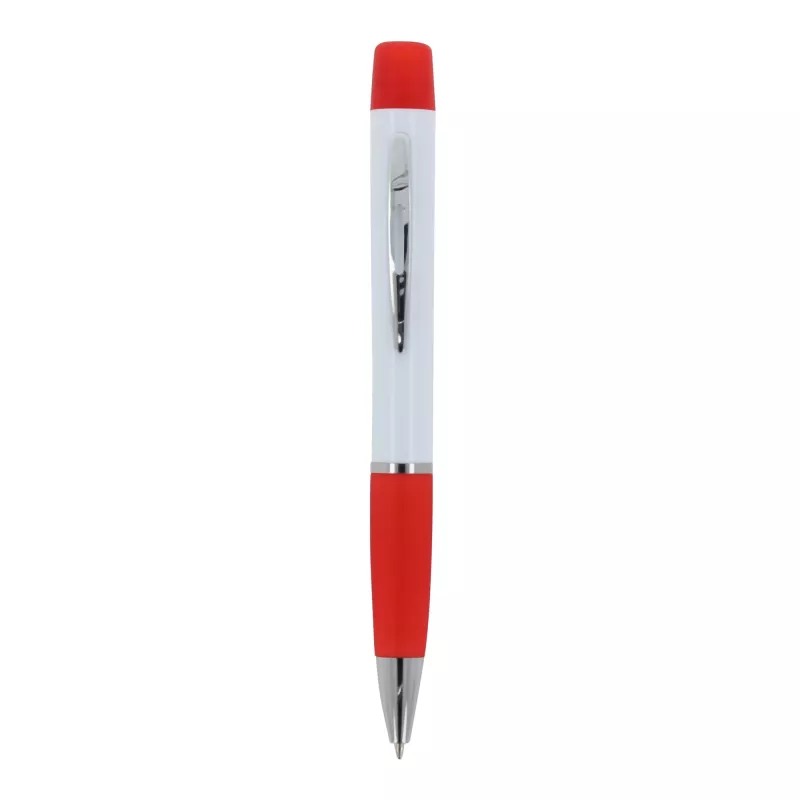 Długopis Hawaii z trójkolorowym zakreślaczem - biało / czerwony (LT81253-N0121)