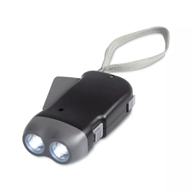 Latarka dynamo 2 LED ROBIN - Czarny (MO8235-03)