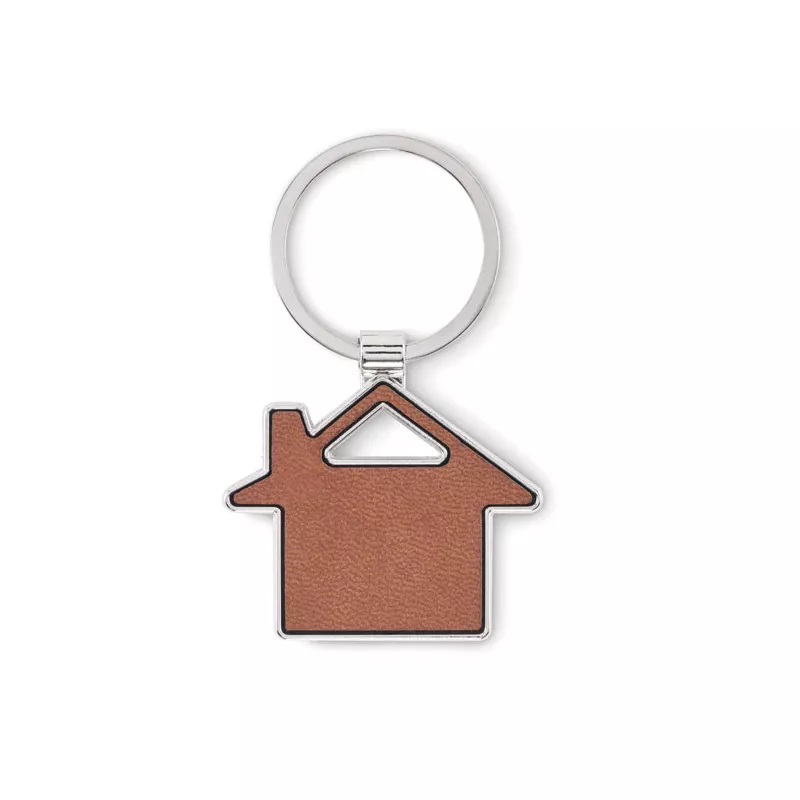 Brelok metalowy w kształcie domu LOUSE - Brazowy (MO2538-01)