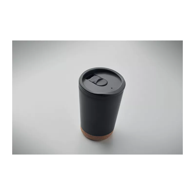 Kubek dwuścienny z korkową podstawą 300 ml CO - Czarny (MO2446-03)