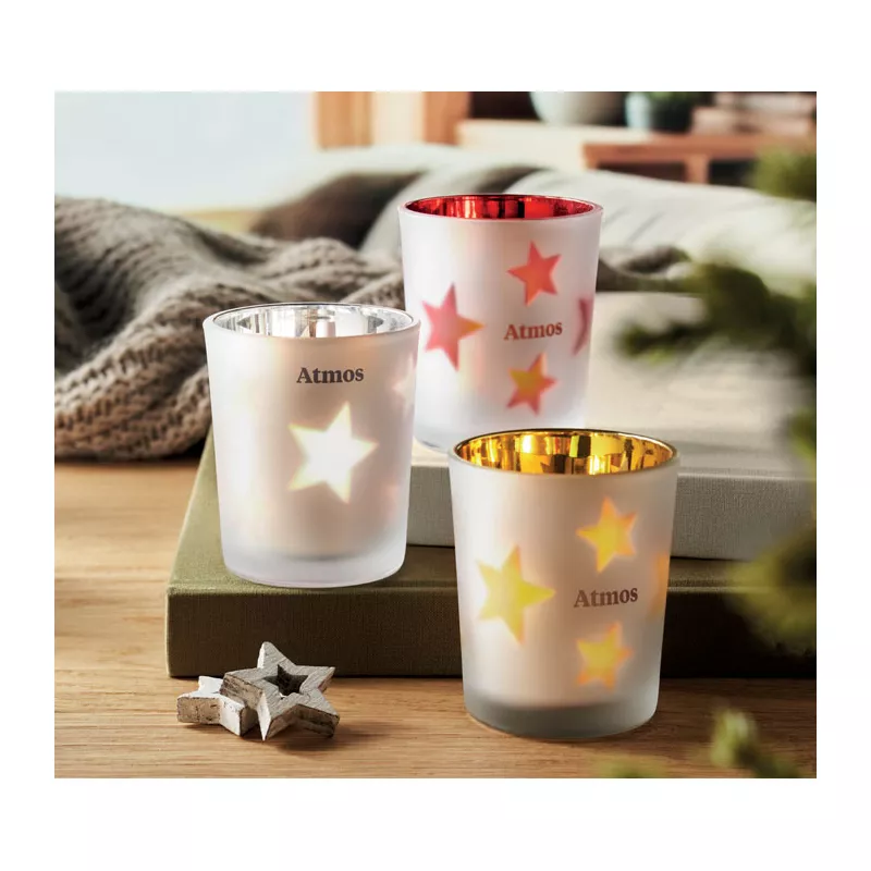 Świeczka LED tealight w szklanym słoiku LANDLE - Czerwony (CX1572-05)