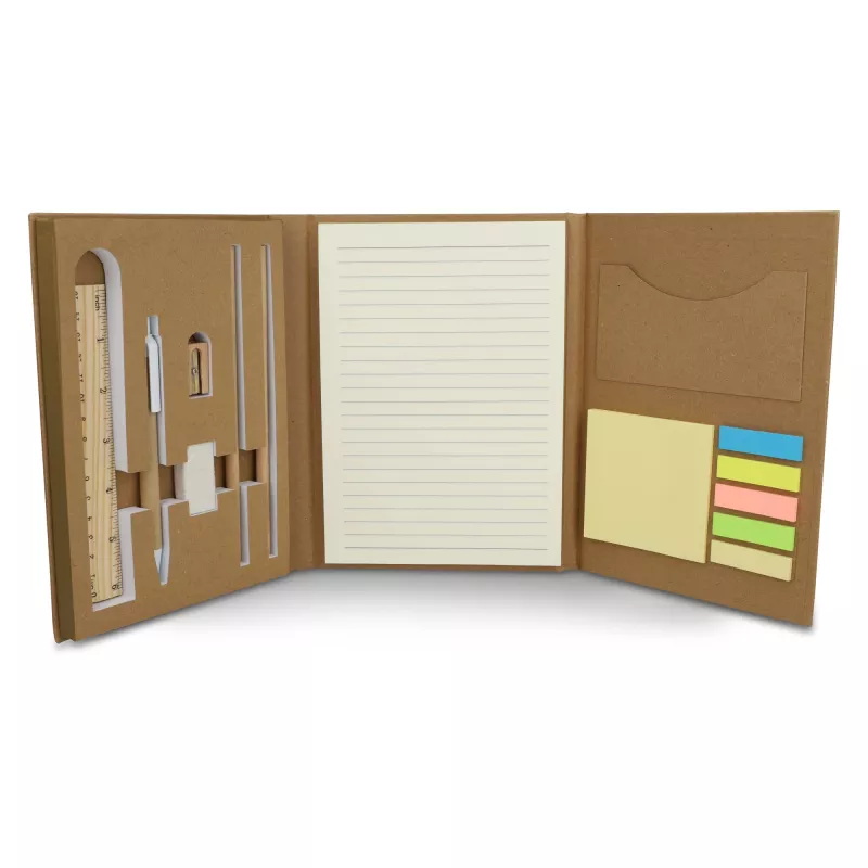 Trzyczęściowy zestaw piśmienniczy z papierową okładką o gramaturze 120 g/m² - naturalny-t (LT90868-N0094)