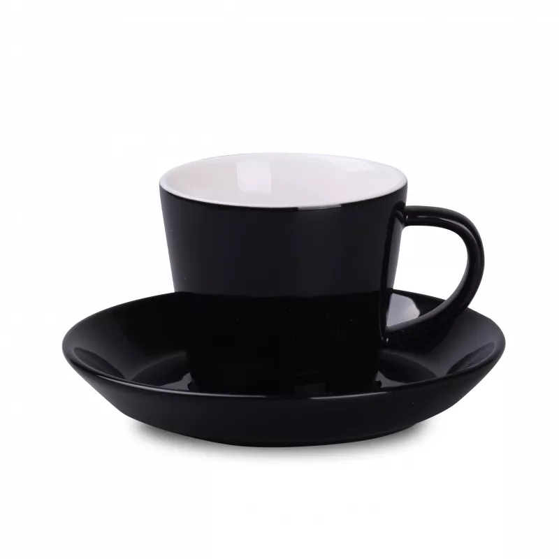 Filiżanka porcelanowa ze spodkiem Victor Nero Set 210 ml - czarno-biały (C/253/210ml-`CZARNO-BIAŁY)