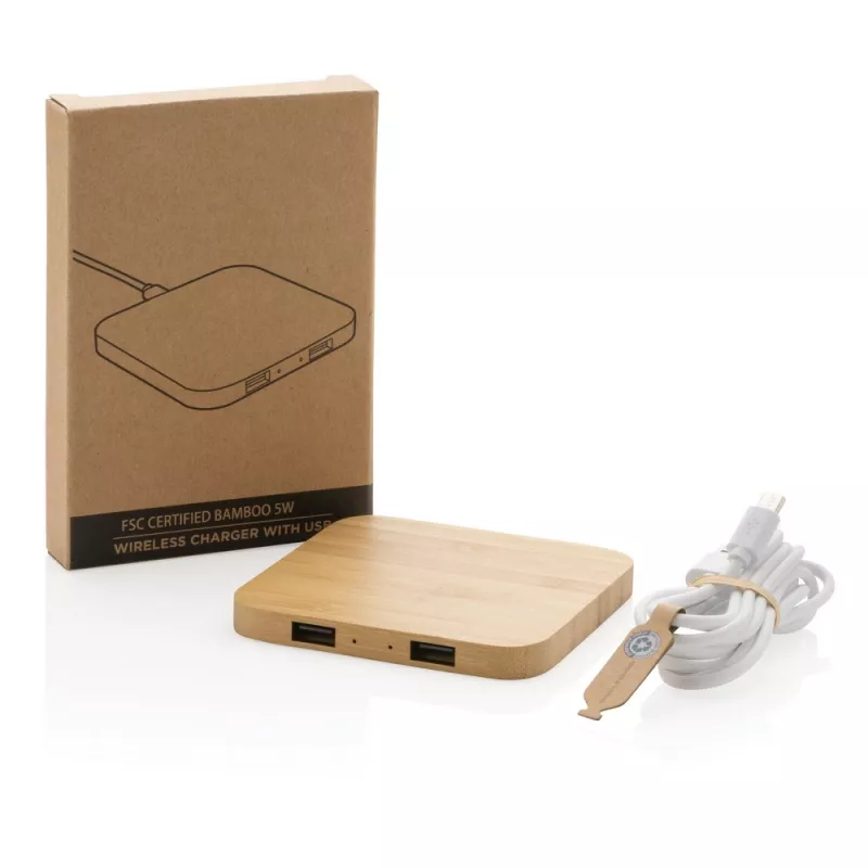 Bambusowa ładowarka bezprzewodowa 5W - brązowy (P308.149)