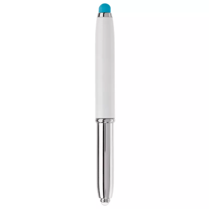 Długopis Stylus Shine z touch penem i z latarką - biało / jasnoniebieski (LT87794-N0112)