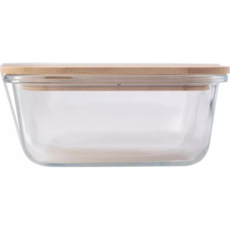 Szklane pudełko śniadaniowe 900 ml, bambusowe wieczko - brązowy (V4883-18)
