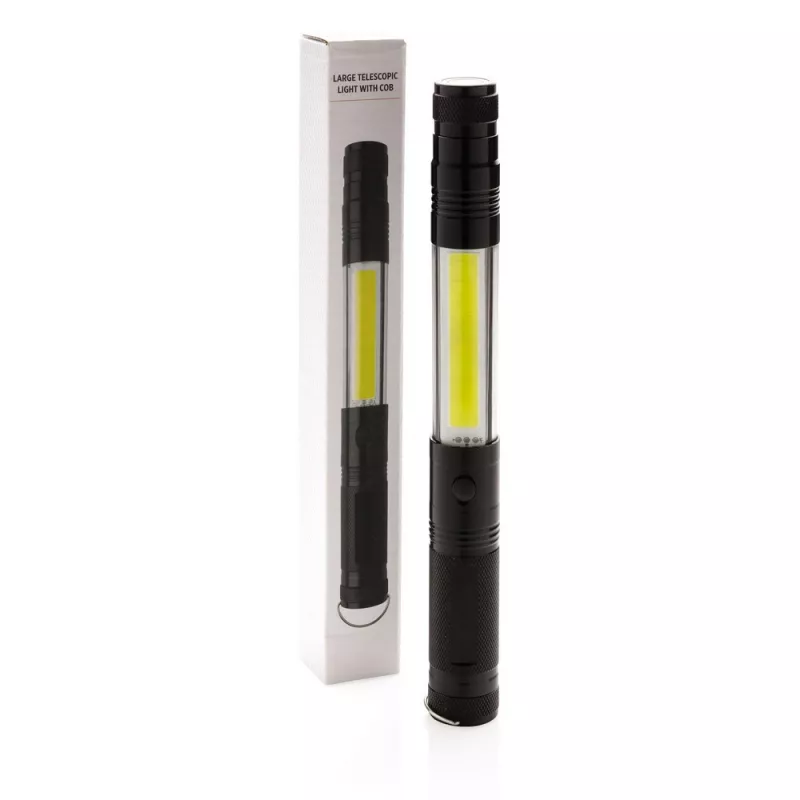 Teleskopowa latarka COB - czarny (P513.891)