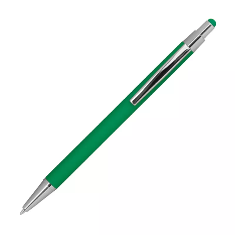 Długopis metalowy gumowany z touch penem - zielony (1096409)