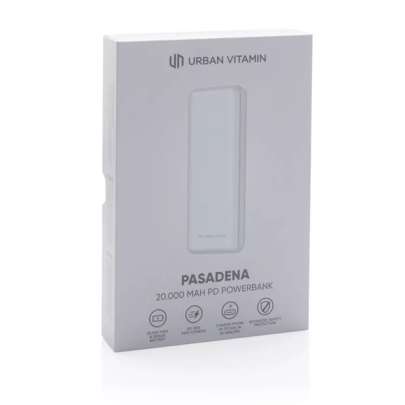 Szybki power bank 20000 mAh Urban Vitamin - biały (P322.753)