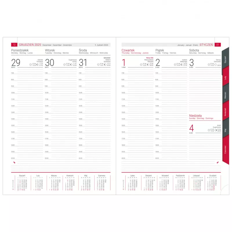 Kalendarz książkowy A4, tygodniowy, bez registrówi VIVO - różne kolory (KK-BCV-601.T)