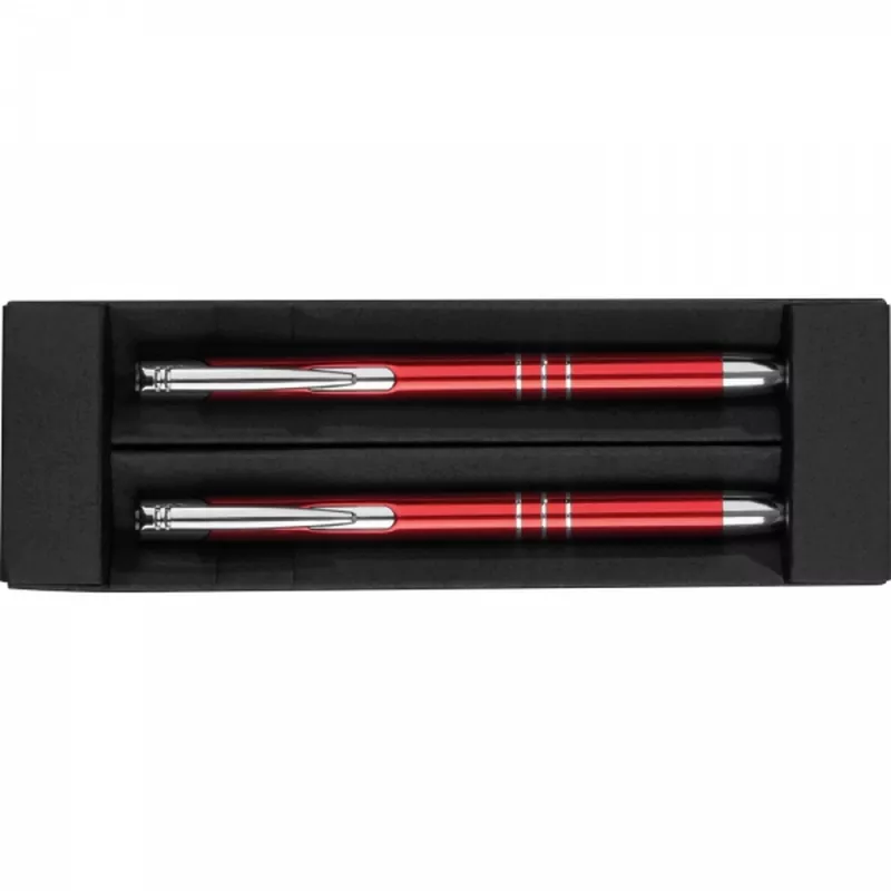 Zestaw piśmienny długopis i ołówek automatyczny KELLY - czerwony (1333005)