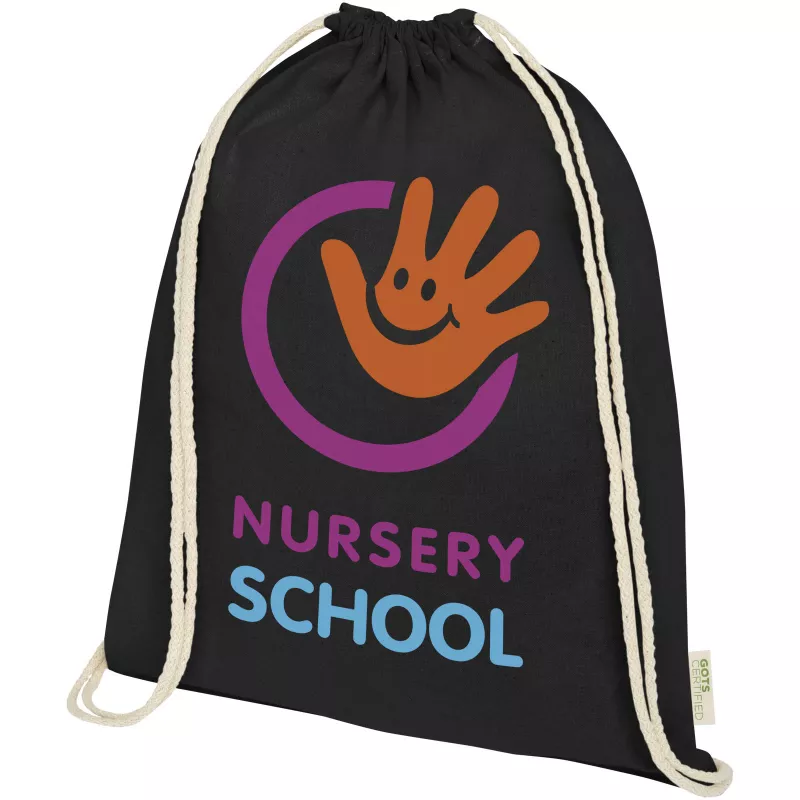 Plecak ściągany sznurkiem Orissa z bawełny organicznej z certyfikatem GOTS o gramaturze 140 g/m² - Czarny (12061290)