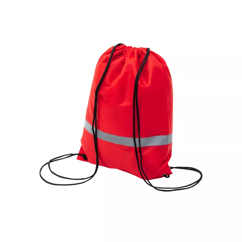 Plecak poliestrowy z taśmą odblaskową, 33.5 x 42 cm - czerwony (R08696.08)