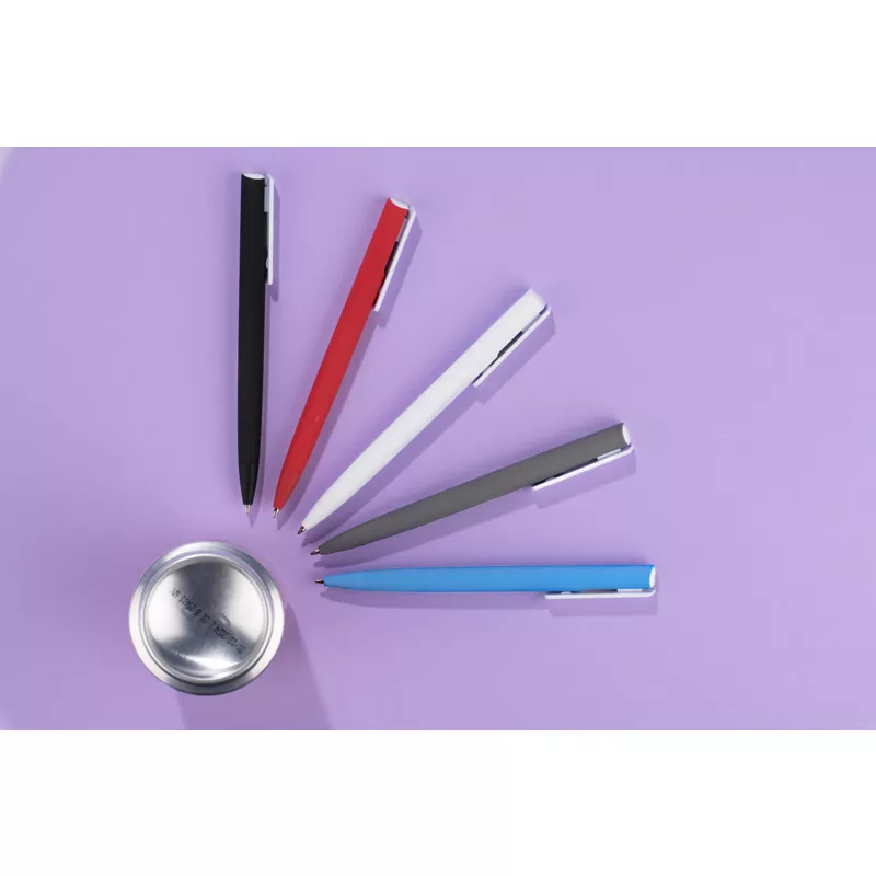 Długopis plastikowy z matową powłoką soft touchALEO - niebieski (19499-03)