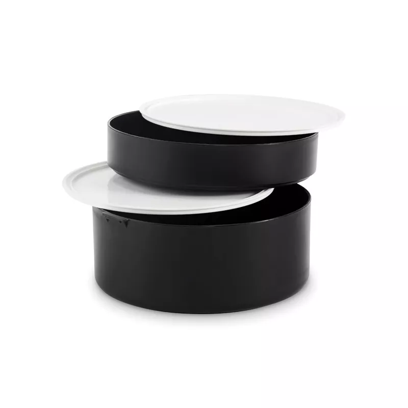 Lunchbox okrągły dwupoziomowy z PP 950 ml ENSALA - Czarny (MO2902-03)
