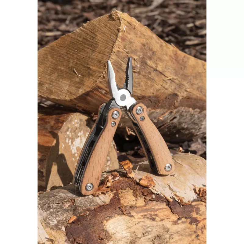 Mini narzędzie wielofunkcyjne, 12 el. - brązowy (P221.379)