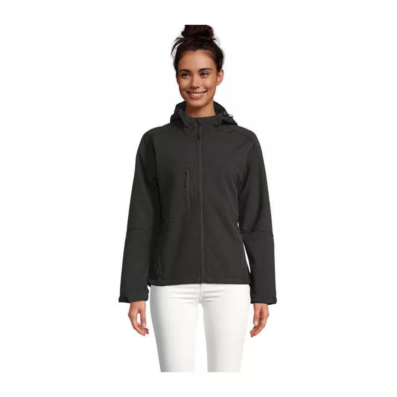 Softshell z kapturem 340 g/m² Sol's REPLAY WOMEN - Czarny (S46802-BK)