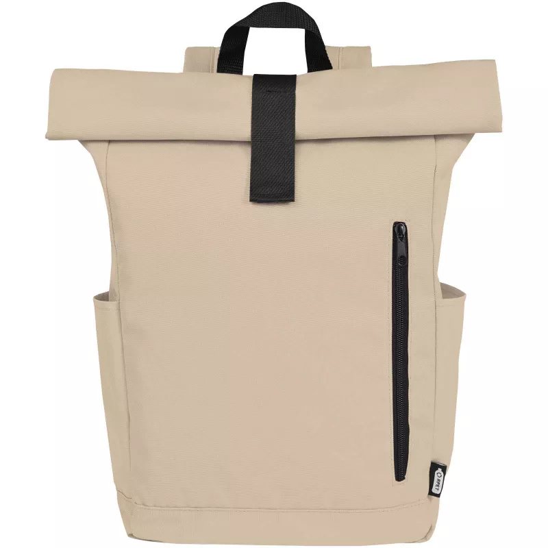 Byron plecak na laptopa 15,6 cala z tworzywa RPET z certyfikatem GRS z zawijanym zamknięciem, 18 l - Oatmeal (12065907)