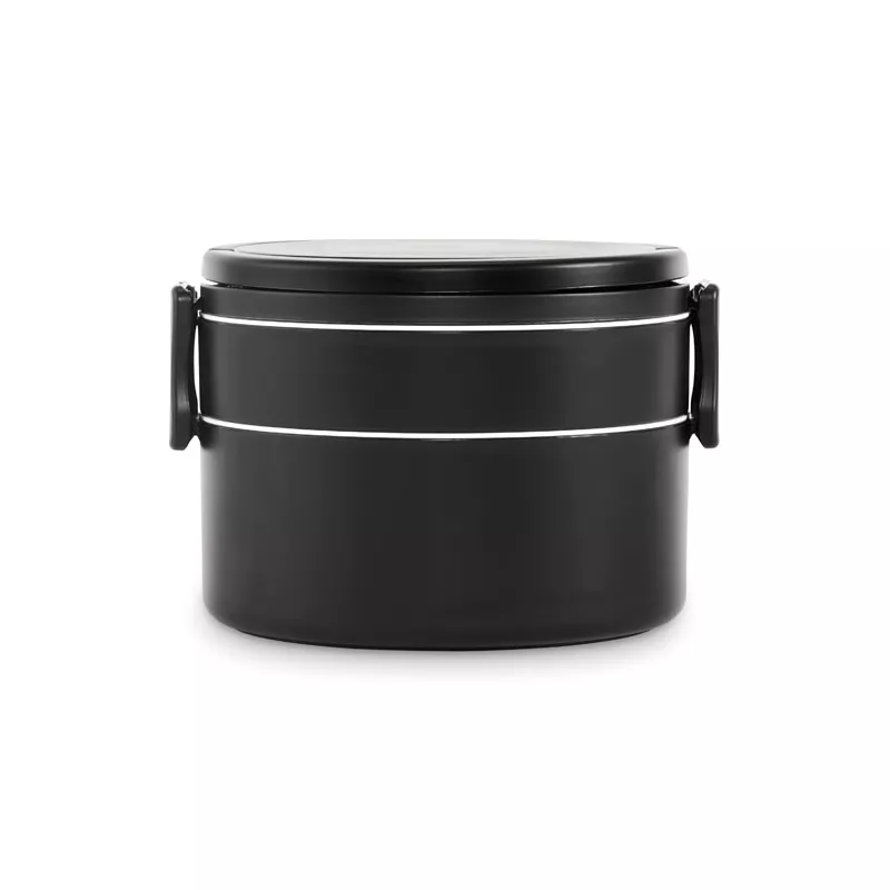 Lunchbox okrągły dwupoziomowy z PP 950 ml ENSALA - Czarny (MO2902-03)