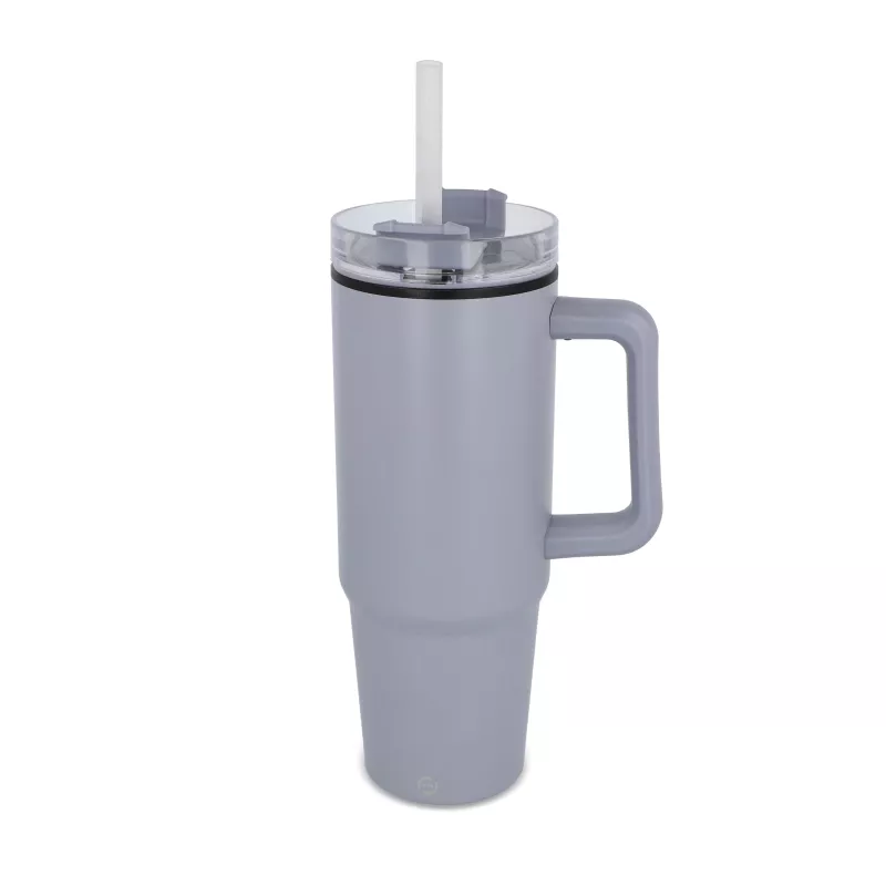 Kubek Miami z uchwytem i słomką 800ml - szary (LT57004-N0061)