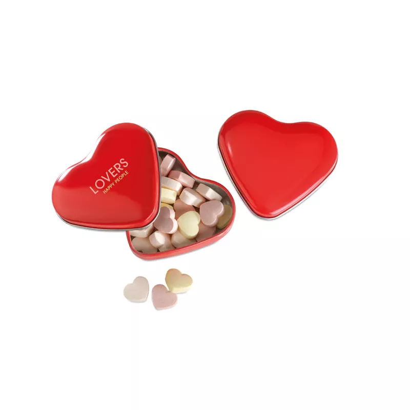 Cukierki 24 g w metalowej puszce serce LOVEMINT - Czerwony (MO7234-05)