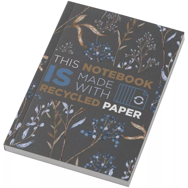 Notatnik A6 Novella Austen z miękkiej okładki z materiału z recyklingu, 100 kartek - Ciemnografitowy (21026290)