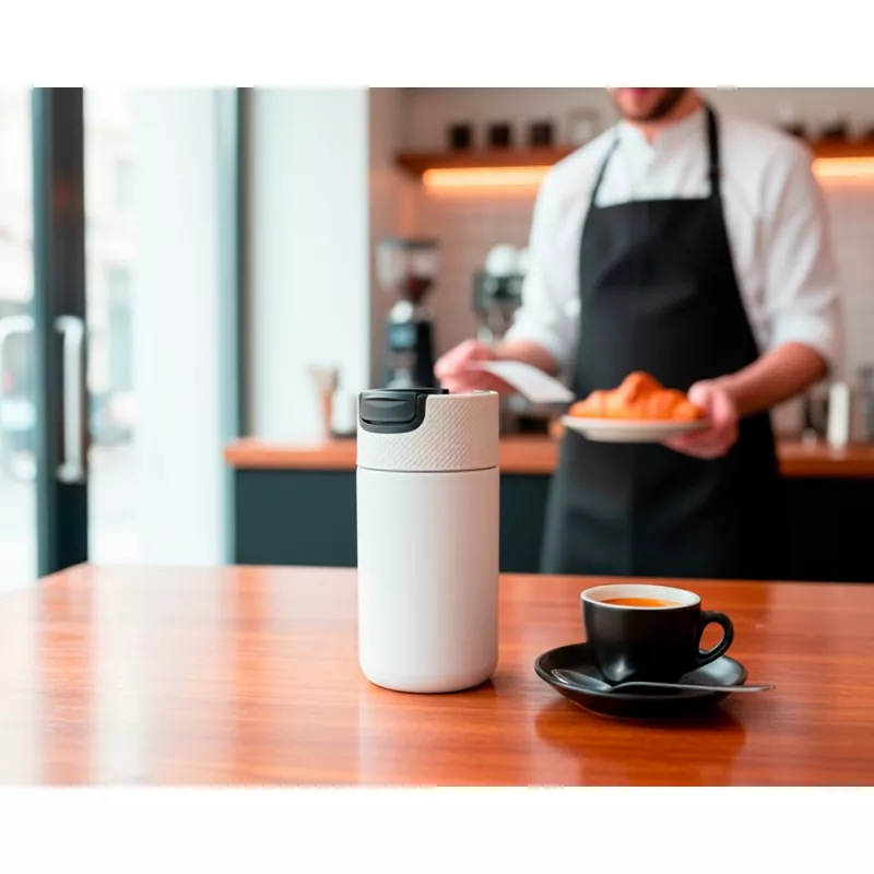 Kubek termiczny 400 ml Air Gifts z ceramiką w środku | Nabila - biały (VA050-02)