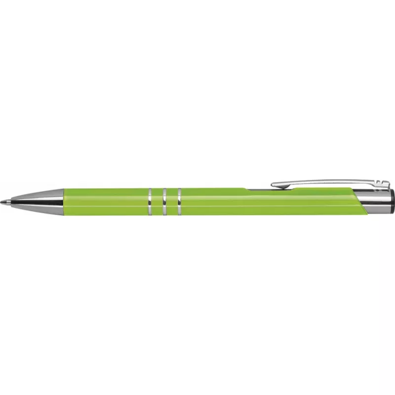 Jasny zielony długopis metalowy z trzema chromowanymi ringami idealne pod grawer reklamowy