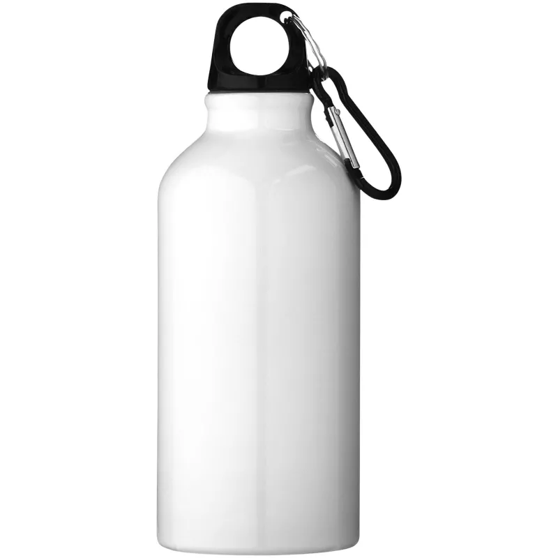 Butelka reklamowa 400 ml Oregon aluminiowa z karabińczykiem - Biały (10000208)
