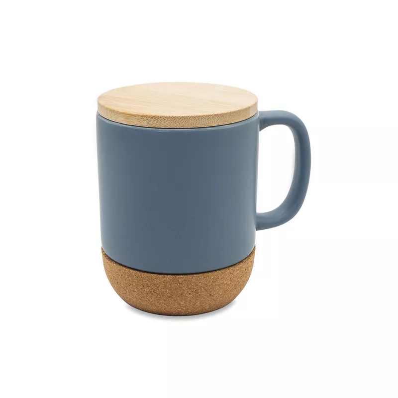 Kubek ceramiczny z bambusową przykrywką 400 ml - szary (R85309.21)