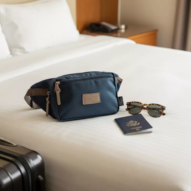 Saszetka zapinana w pasie RPET B'RIGHT | Roudeline - granatowy (V0046-04)