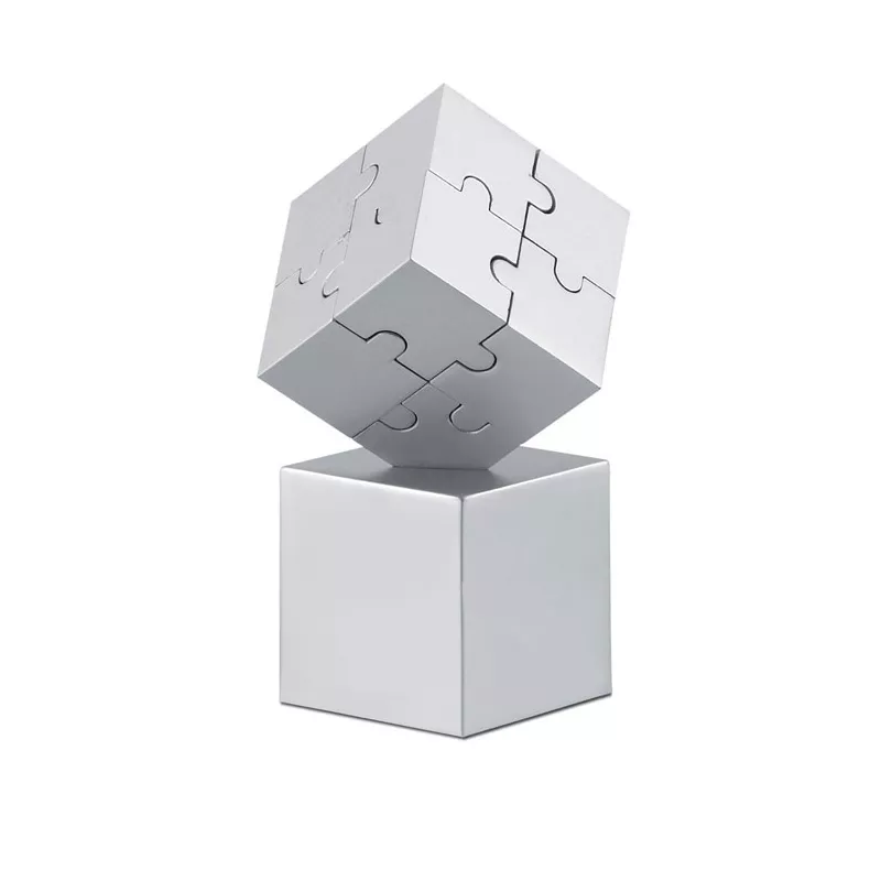 Puzzle magnetyczne 3D metalowe KUBZLE - Srebrny Mat (AR1810-16)