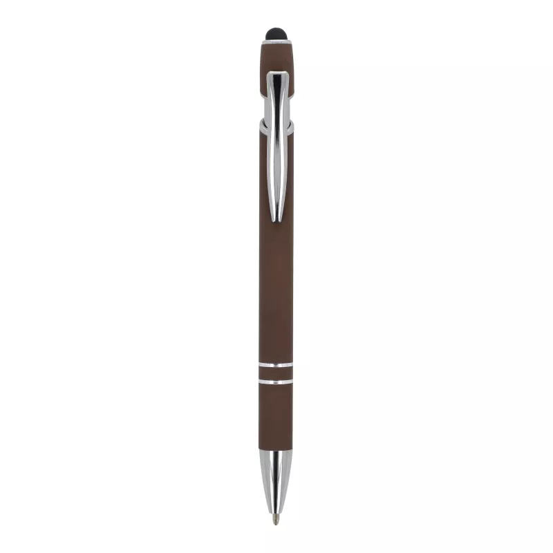 Długopis metalowy gumowany z touch-penem Paris  - ciemnobrązowy (LT87782-N0050)