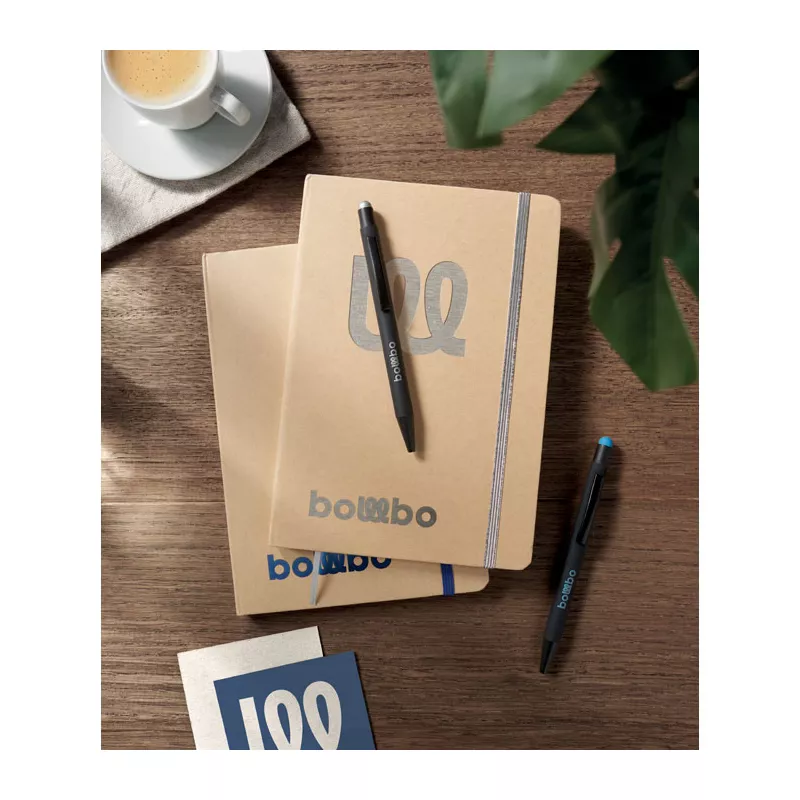 Notes A5 w okładce z kartonu 80 kartek w linię ROUTE - Srebrny (MO2580-14)