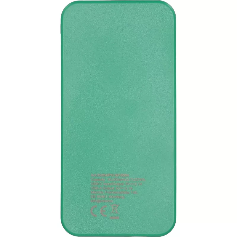 Power bank z ABS z recyklingu 10000 mAh PRESTON - zielony (3549409)