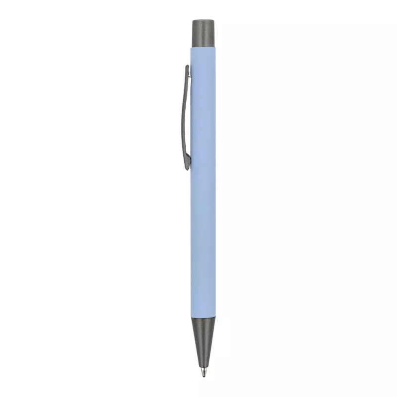 Aluminiowy długopis z eleganckim wykończeniem soft touch New York - pastelowoniebieski (LT87767-N0016)