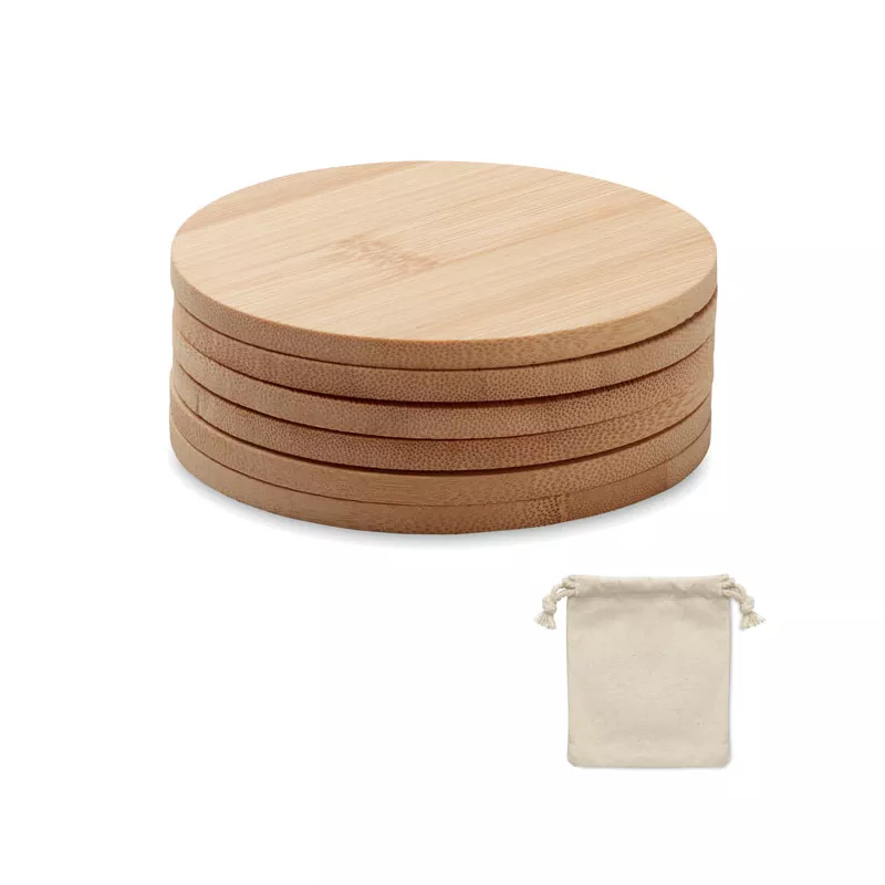 Zestaw 6 podkładek pod kubek z bambusa BAYIN SET - Drewna (MO6601-40)