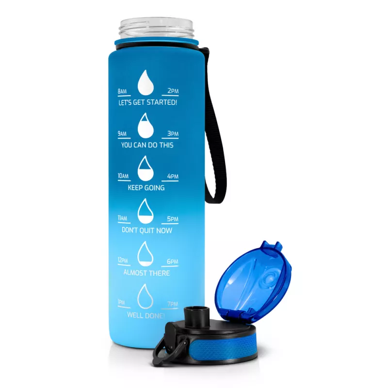 Butelka sportowa 1000 ml Air Gifts z miarką motywacyjną | Kayleigh - granatowy (V2144-04)