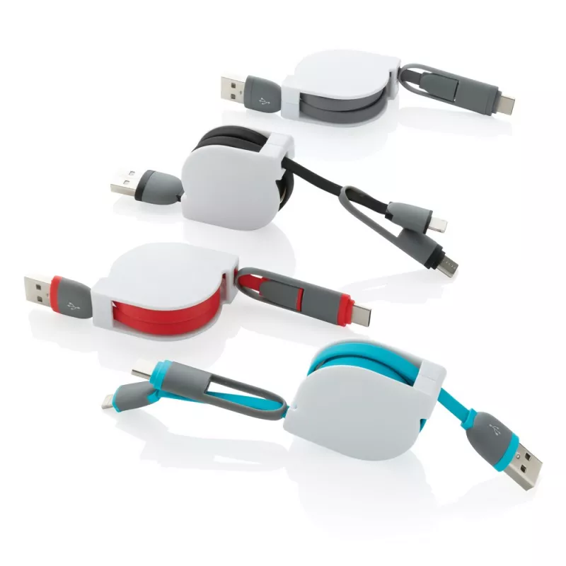 Zwijany kabel do ładowania i synchronizacji 3 w 1 - czarny (P302.221)