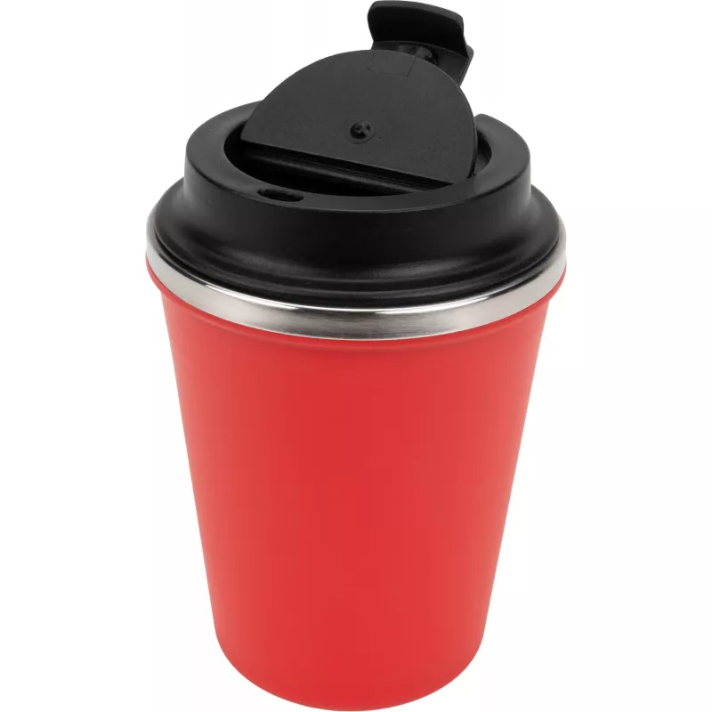 Kubek termiczny 350 ml z powłoką z recyklingu METODY - czerwony (8496205)