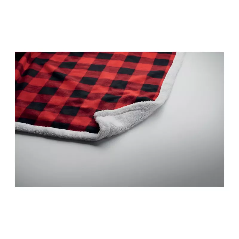 Koc polarowy z podszewką sherpa RPET 180 g/m² SHERMATT - Czerwony (MO2394-05)