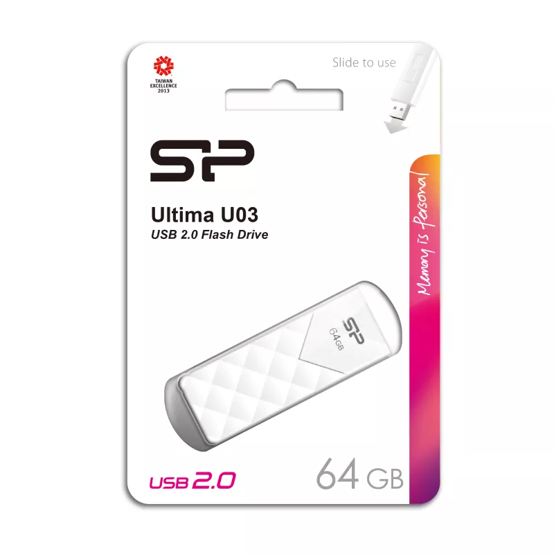 Pendrive Ultima U03, 16GB 2.0 Silicon Power - biały (EG 812406 64GB)