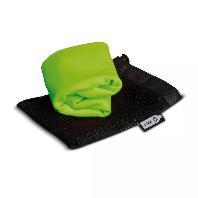 Ręcznik chłodzący z plastiku z recyklingu - czarno / jasnozielony (LT91204-N0232)