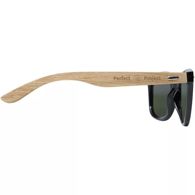 Lustrzane okulary przeciwsłoneczne wykonane z plastiku PET z recyklingu/drewna Hiru z polaryzacją w pudełku upominkowym - Drewno (12700271)