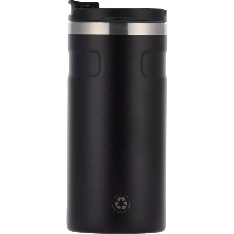 Kubek termiczny ze stali z recyklingu 450 ml SILVIO - czarny (8536503)