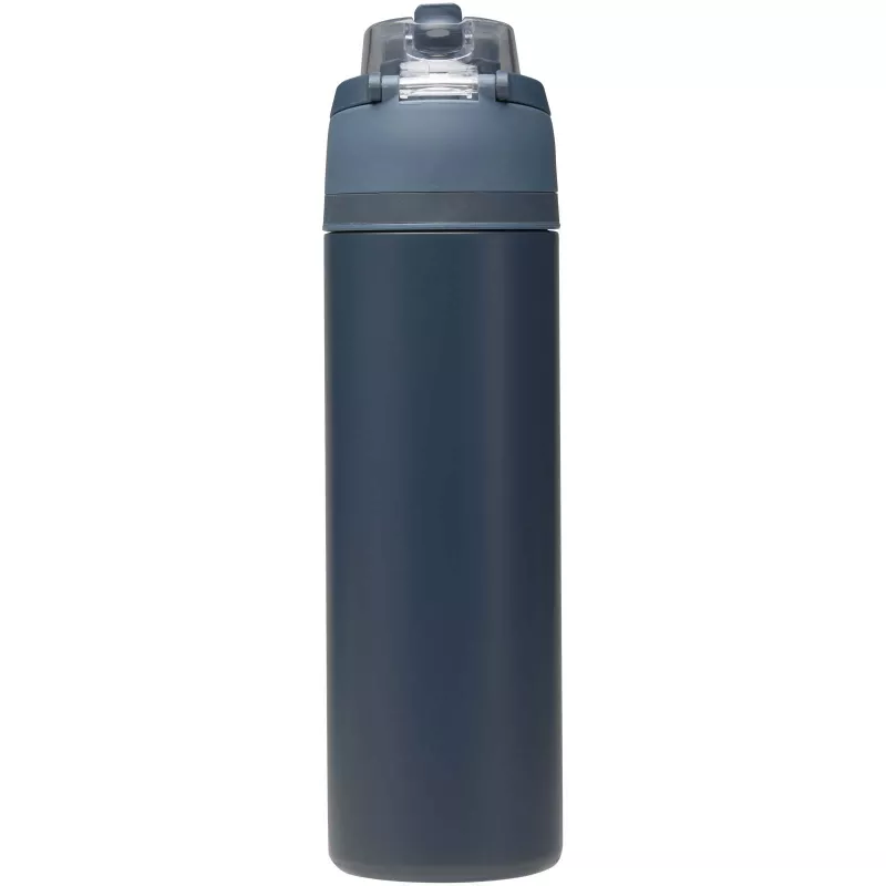 Bidon na wodę Theron 800 ml z jednowarstwowej stali nierdzewnej pochodzącej z recyklingu, certyfikowanej zgodnie z RCS, z pok - Granatowy (10095155)