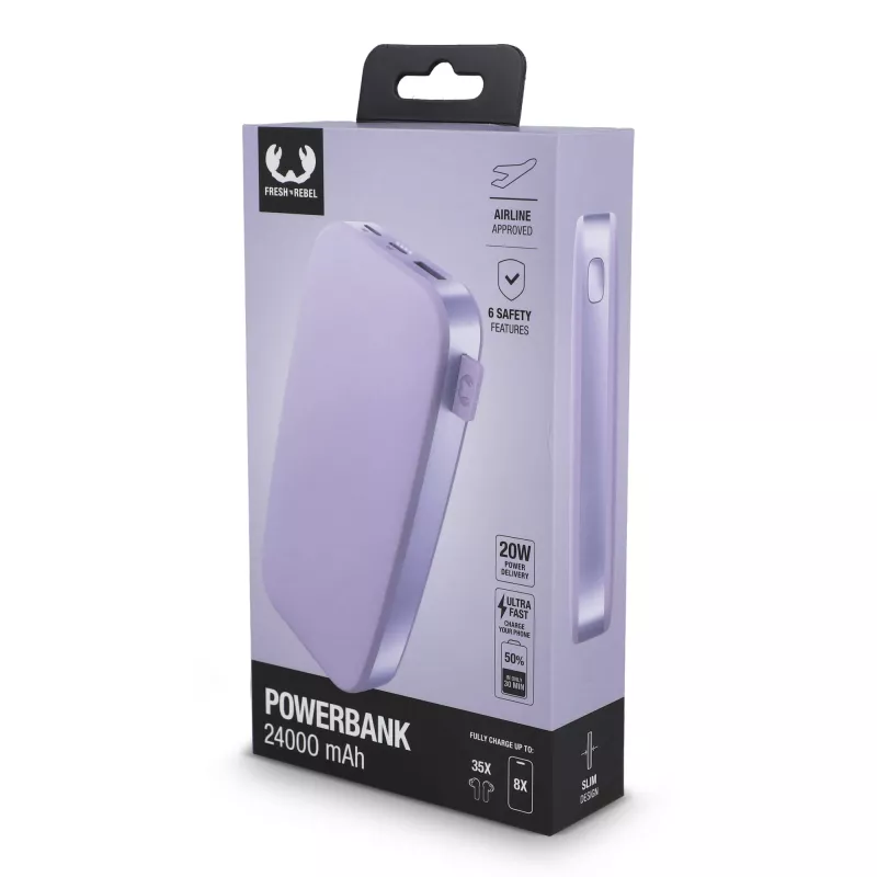 2PB24100 I Fresh 'n Rebel Powerbank 24000 mAh PD USB-C  - liliowy (LT49404-N0071)