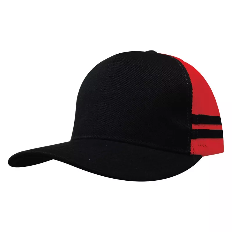 Czapka z daszkiem 5-panelowa typu trucker 250 g/m² #3995 - Czarno-czerwono-czarny (HW-3995-BLACK/RED/BLACK)