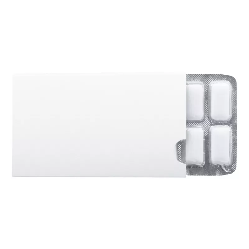 Gumy do żucia bez cukru w blistrze, w personalizowanym, kolorowym papierowym opakowaniu - biały (AP716757)
